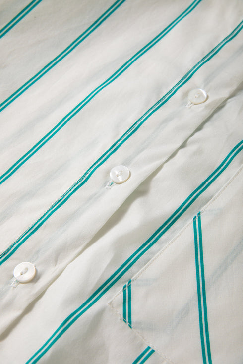 Mint Green St Patricks Striped Wide Short Sleeve Shift Mini Shirt Dress